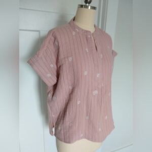 Madewell Lakeline Popover  Embroidered Shirt(Soft Dusty Pink) "Warm Thistle" XXS
